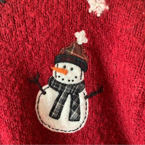 Croft & Barrow Christmas Snowman Cardigan Sweater Silk Wool Blend XL - Picture 3 of 4